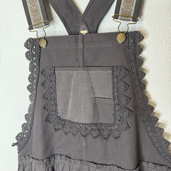 Free People Trails End Skirtall Women’s Medium Overall Dress Gray Bohemian Boho - Picture 11 of 15